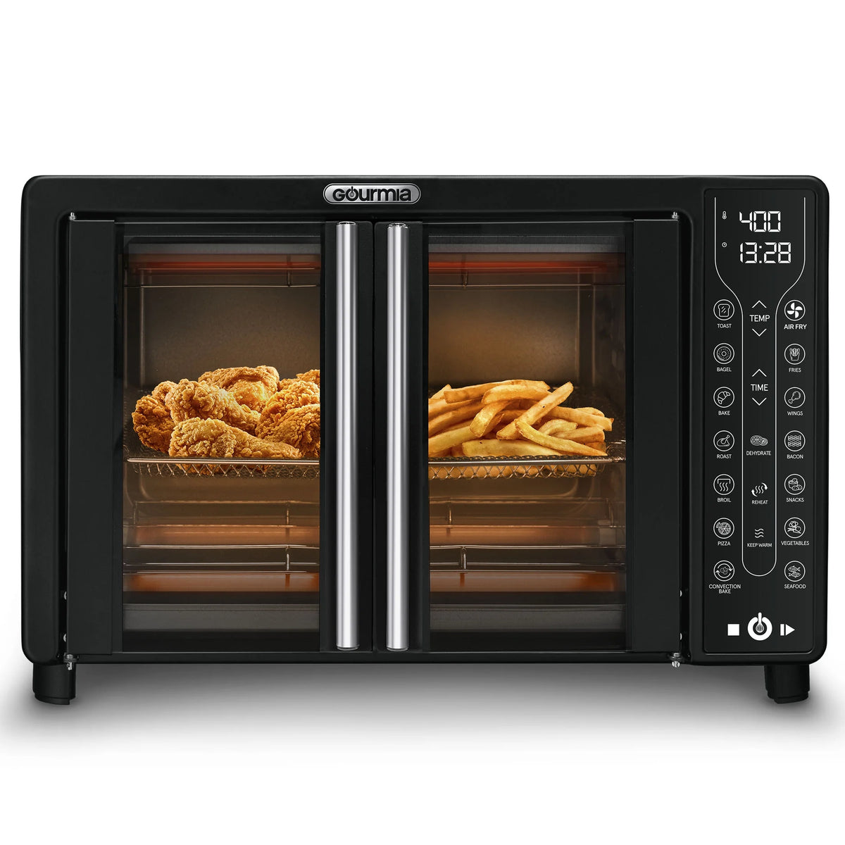 Black Digital French Door Air Fryer Toaster Oven T2042