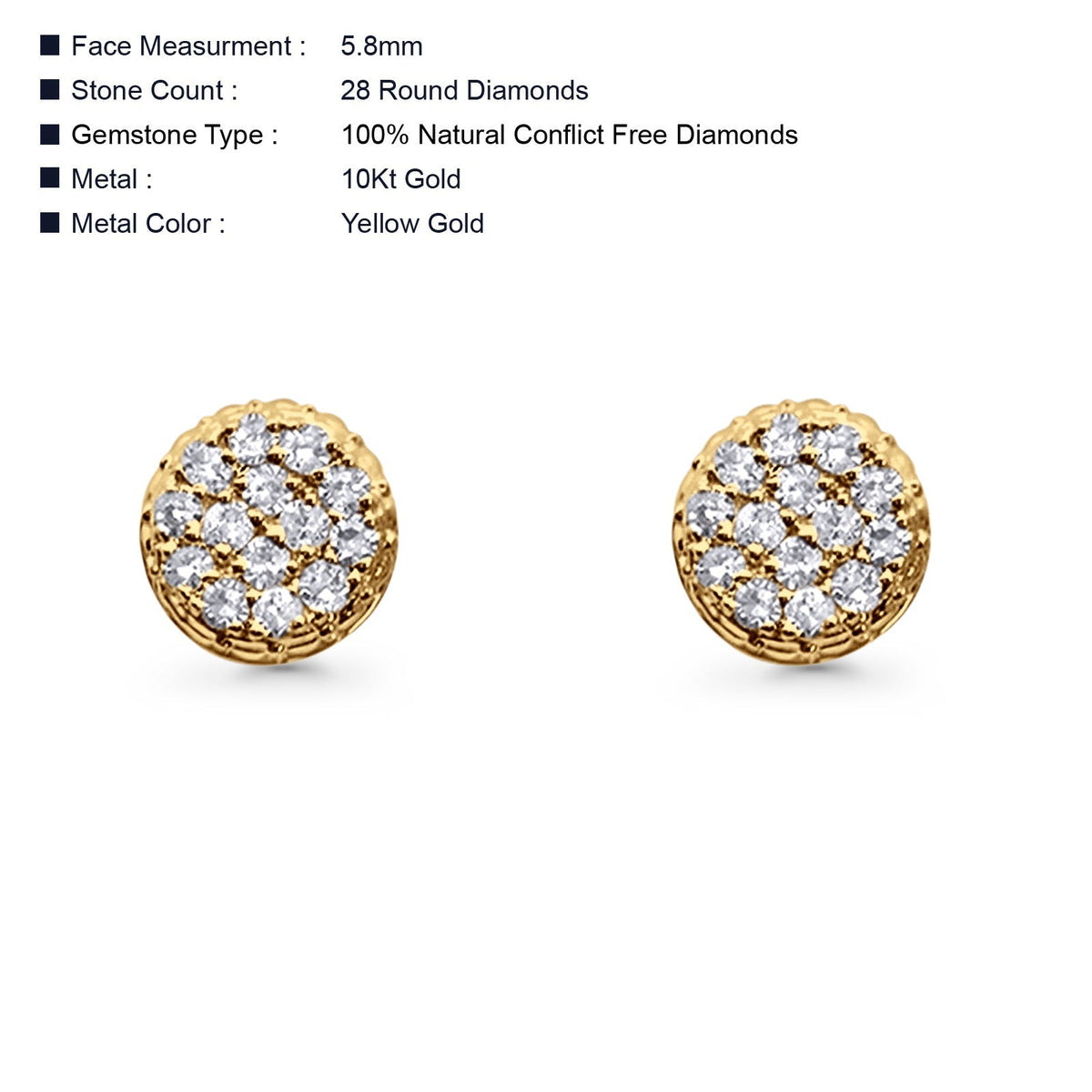 10K Yellow Gold Diamond Stud Earrings Z9585