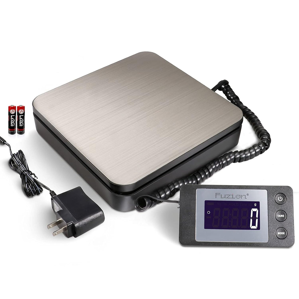88Lb x 0.1oz Digital Shipping Scale, Stainless Steel Postal Scale with Tare Function, 4 Weighing Modes, Ac Adapter, Pack of 2 O540917