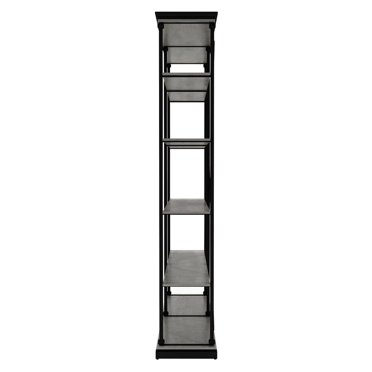 Antique Gray Wood 4-shelf Open Bookcase L31179