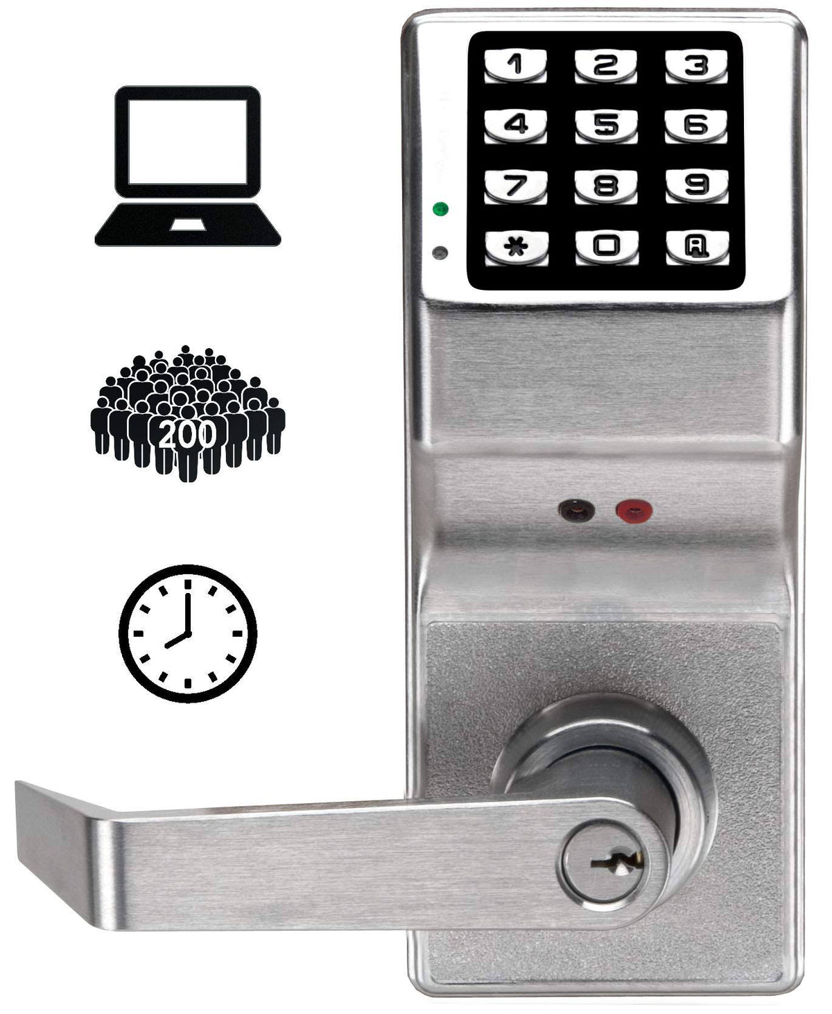 Satin Chrome Cylindrical Digital Lock R6482