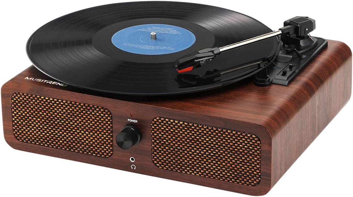 White Pack of 2 3-Speed Turntable with Built-in Stereo Speaker A428
