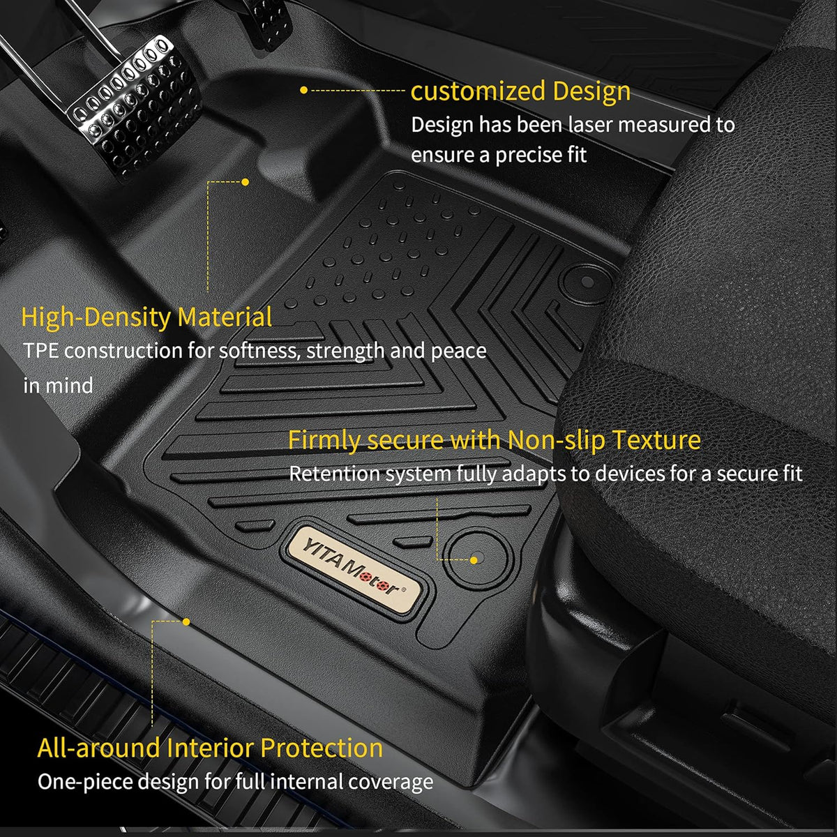 Custom Fit All-Weather Floor Mats 1st & 2nd Row Black K43528