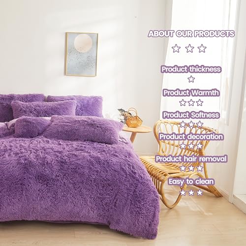 Dark Grey Queen 3 Piece Faux Fur Comforter Cover Set G727909