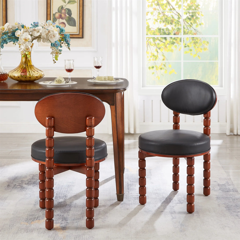 Set of 2 Black Upholstered Dining Chairs with Wood Legs D480935