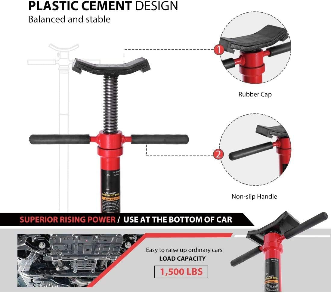 Steel Underhoist Support Lift Jack Stand with 12 Inch Diameter Base 3/4 Ton Capacity R371972