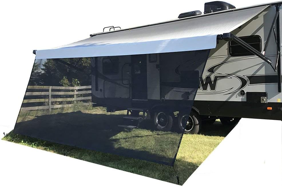 Beige Mesh RV Awning Sun Shade Screen 7' X 15'3'' C175093