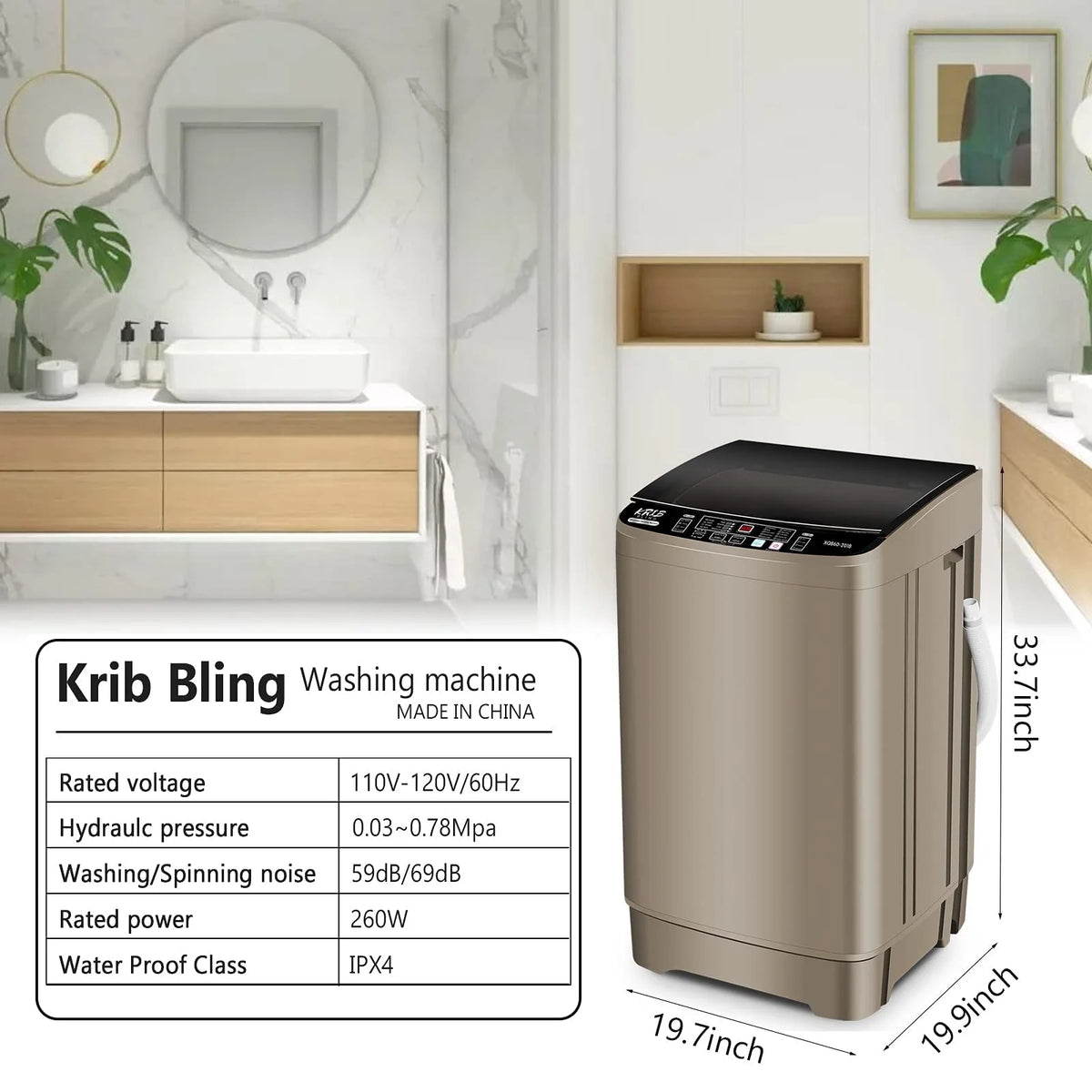 Portable 1.9 Cu.ft Fully Automatic Compact Washer T37326
