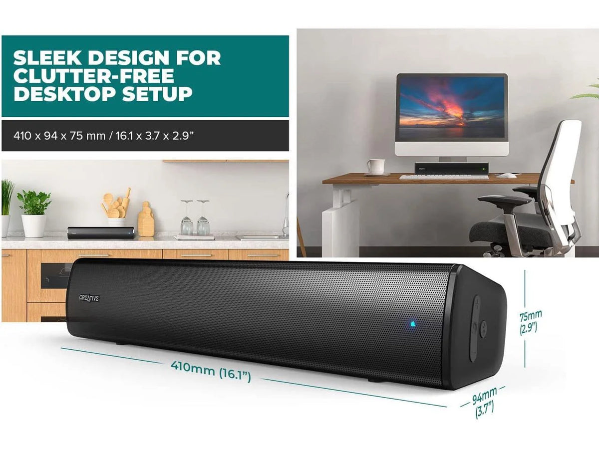Compact Bluetooth Soundbar with Dual-Driver and Passive Radiator Z88525
