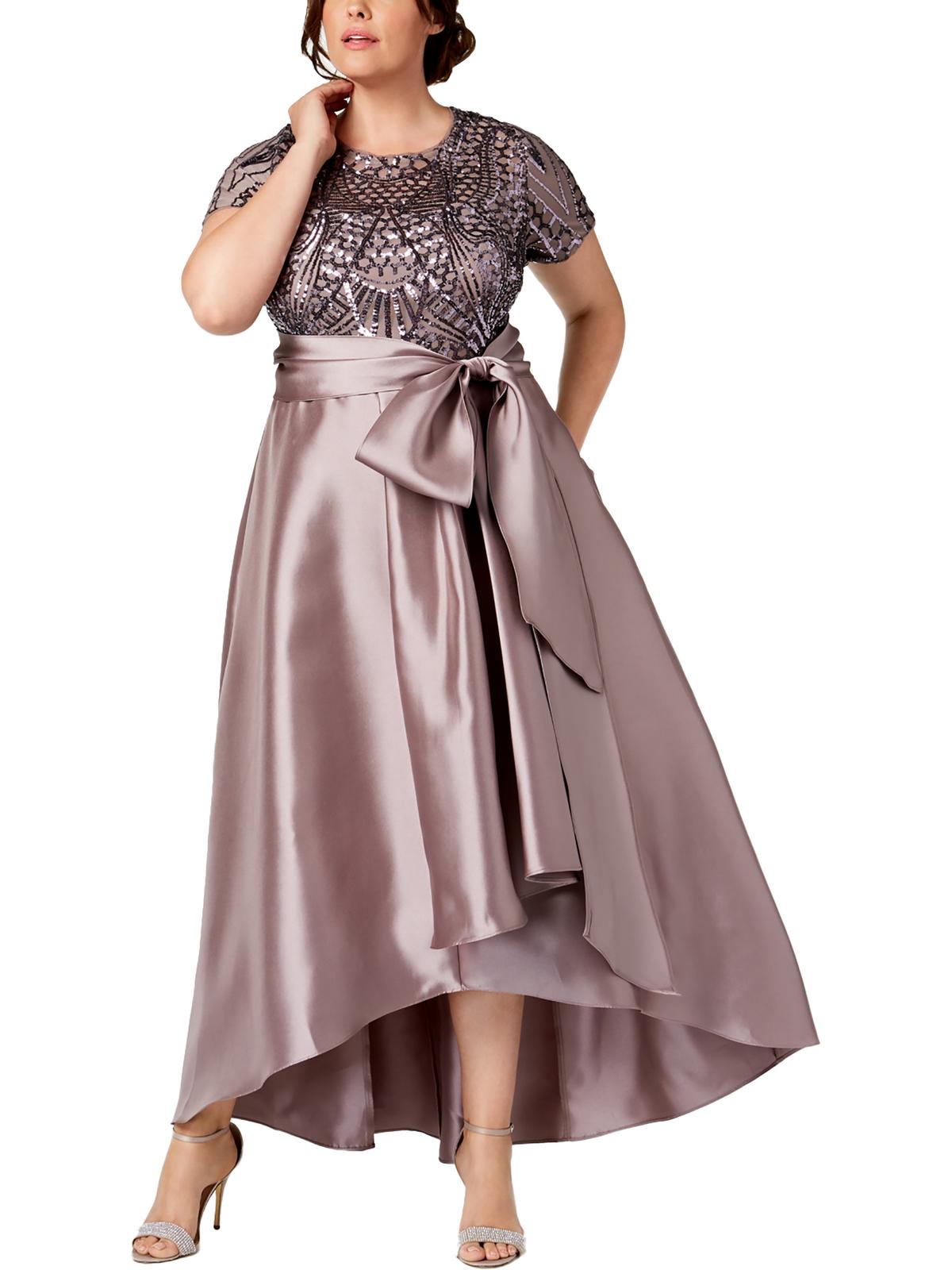 Plus Sequined Taffeta Formal Dress M6598