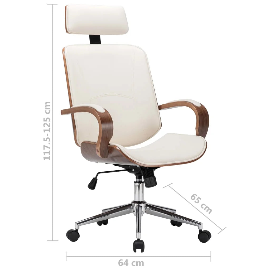 Cream Faux Leather Bentwood Swivel Office Chair N7234