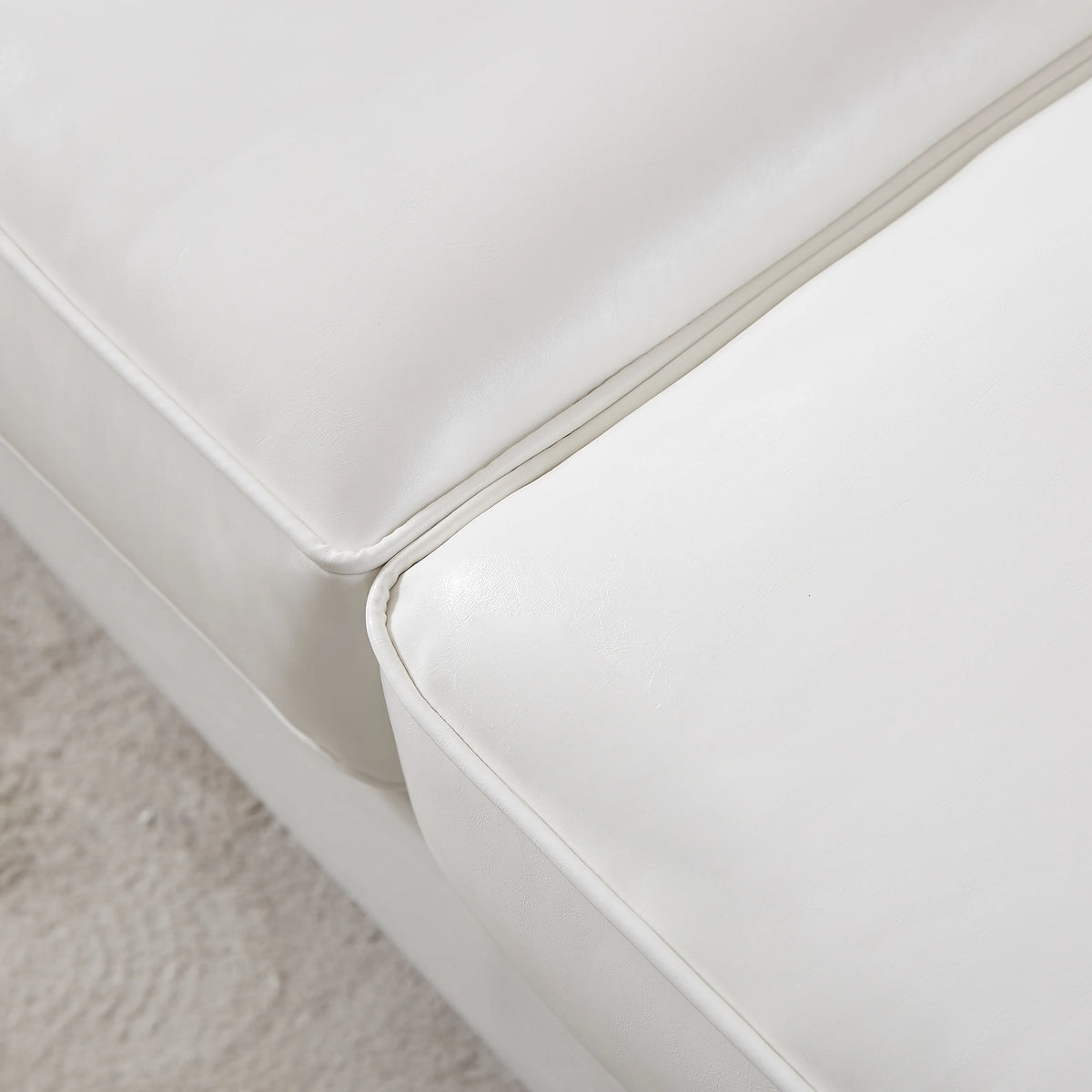 White 3 Seater PU Sofa with Wood Legs C655