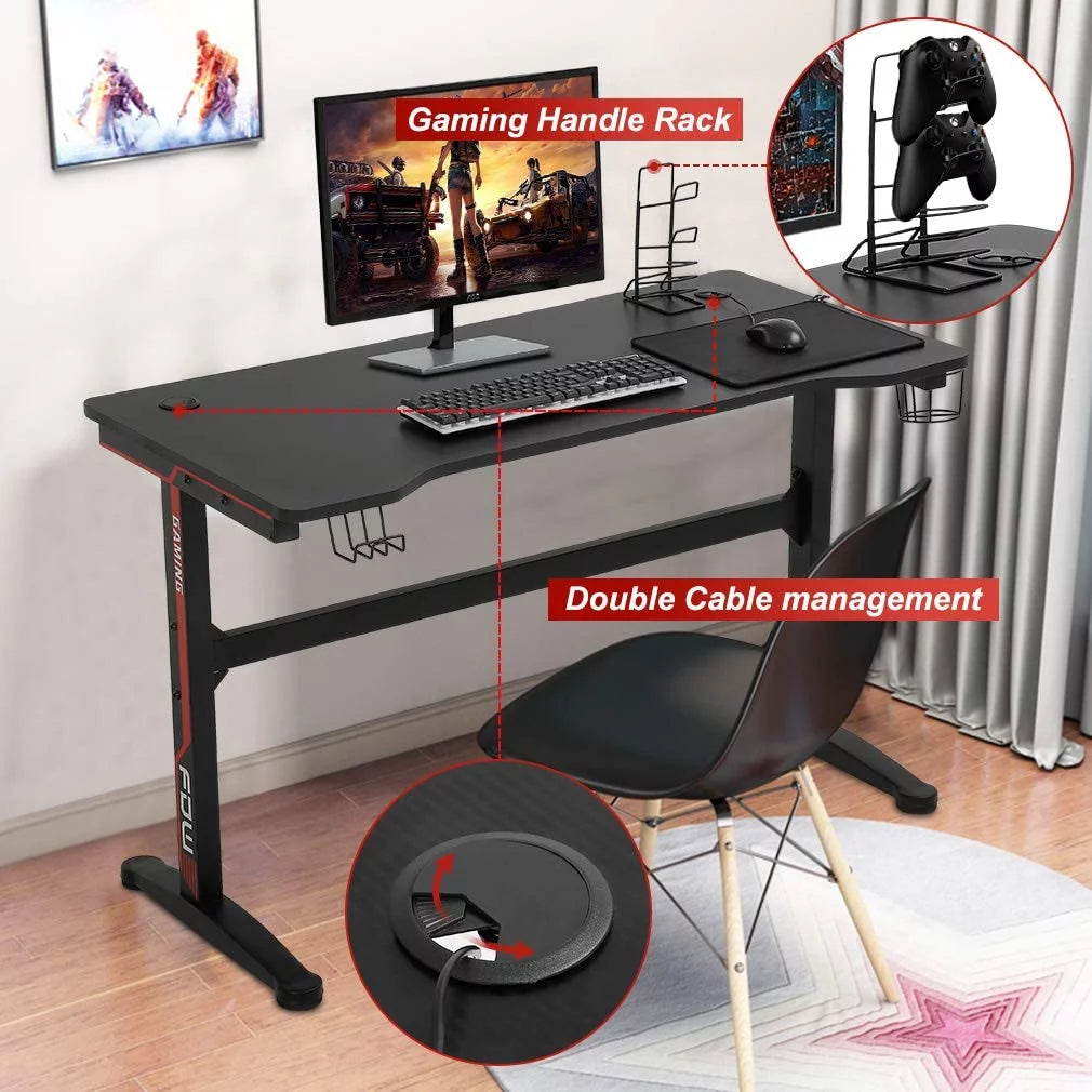 Extra Large Ergonomic Carbon Fiber Gaming Desk with Cup Holder G83105