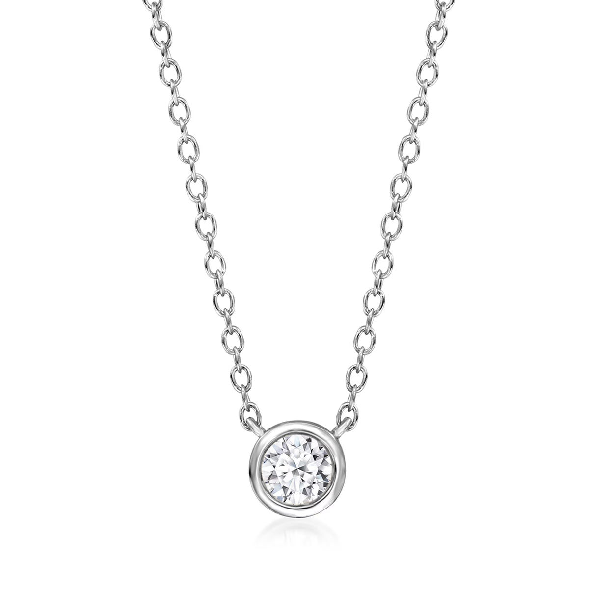 0.15 Carat Bezel-Set Lab-Grown Diamond Necklace in Sterling Silver V403