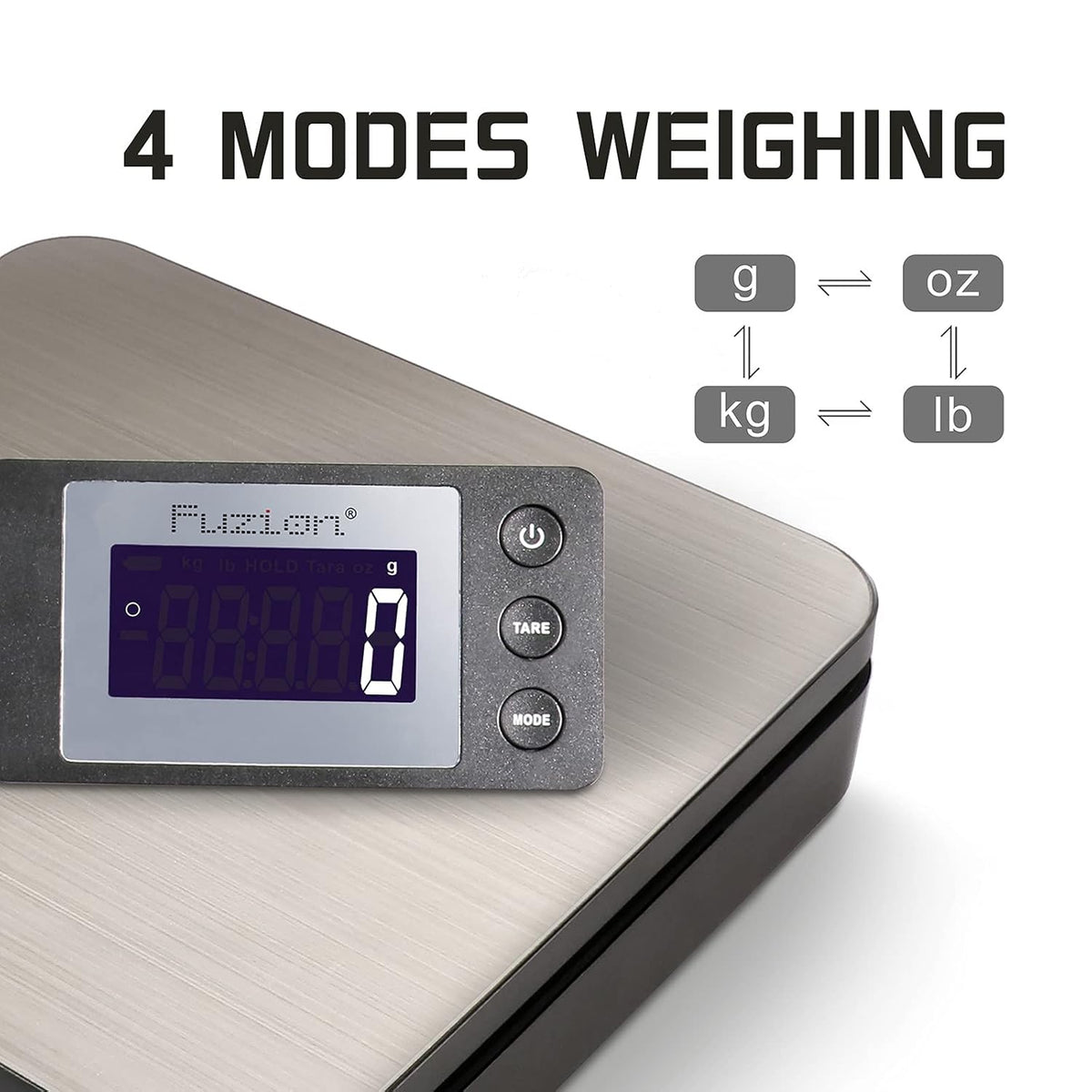 88Lb x 0.1oz Digital Shipping Scale, Stainless Steel Postal Scale with Tare Function, 4 Weighing Modes, Ac Adapter, Pack of 2 O540917