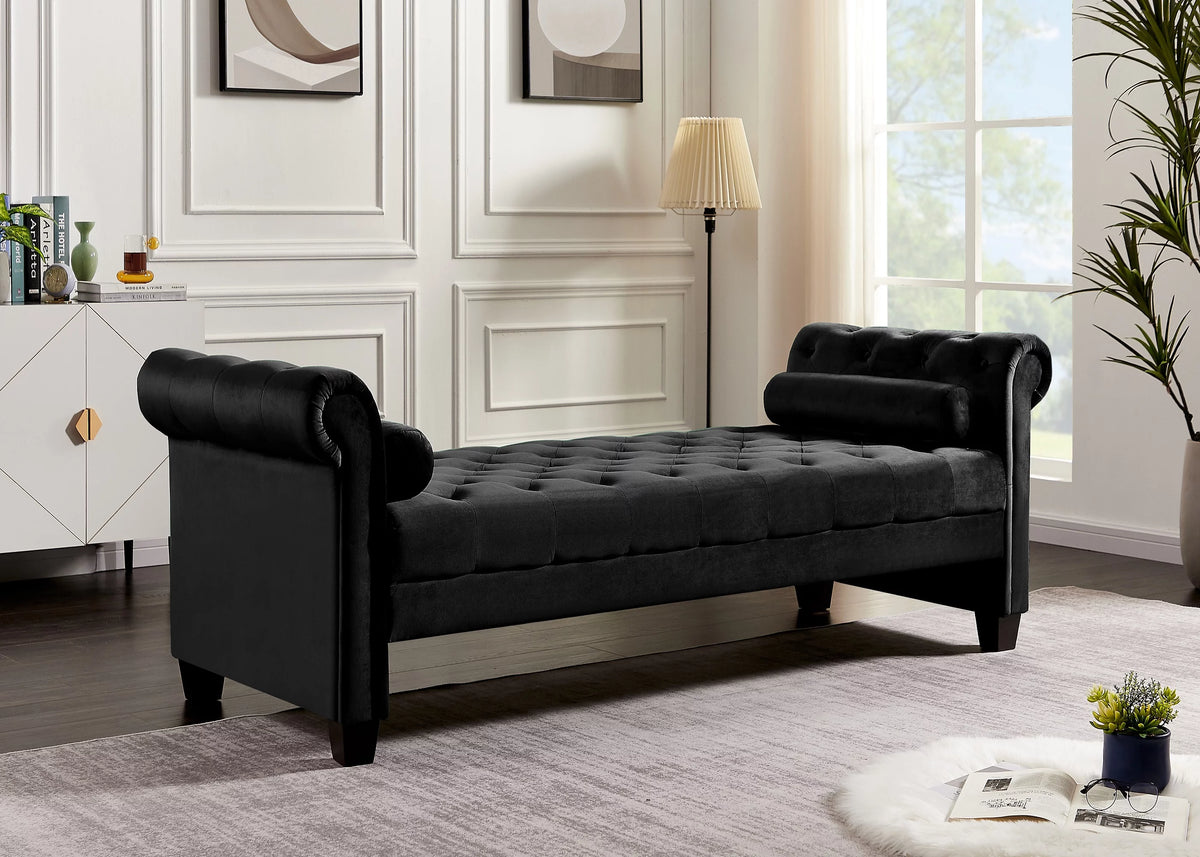 82 Inch Button Tufted Velvet Bench I433