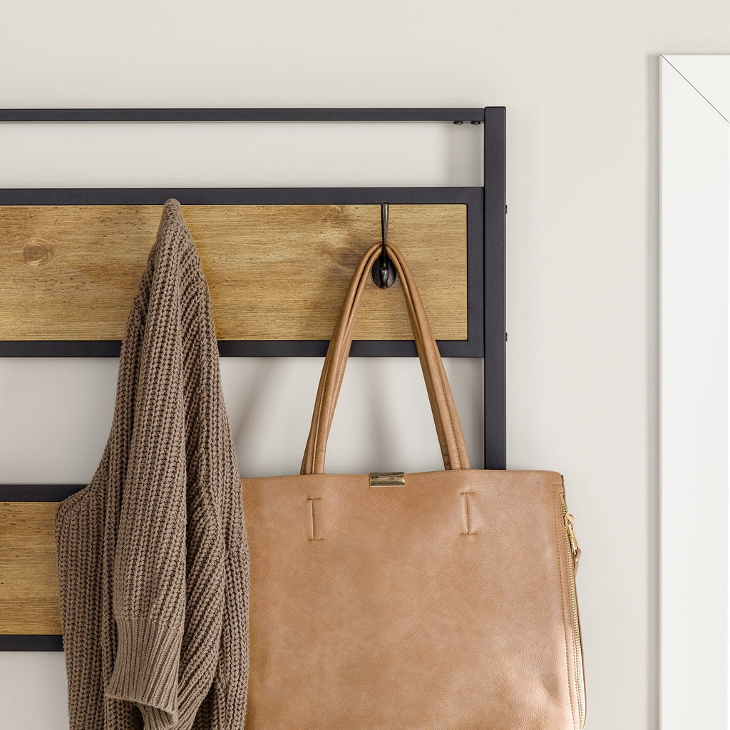 Industrial Hall Tree with Bench and Coat Hooks S82870