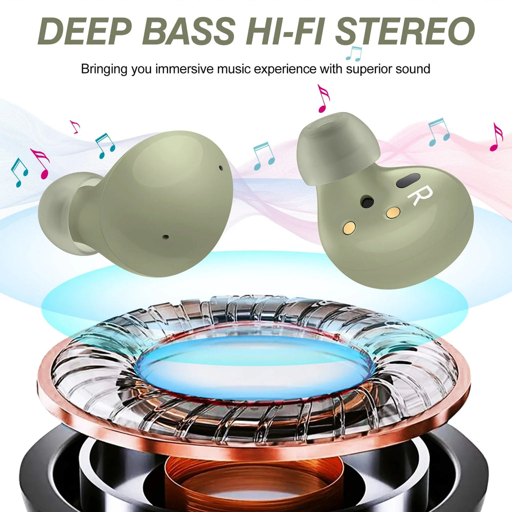 Truly Wireless Bluetooth Headphones with Noise Isolation, Dual Microphone - Green H38620