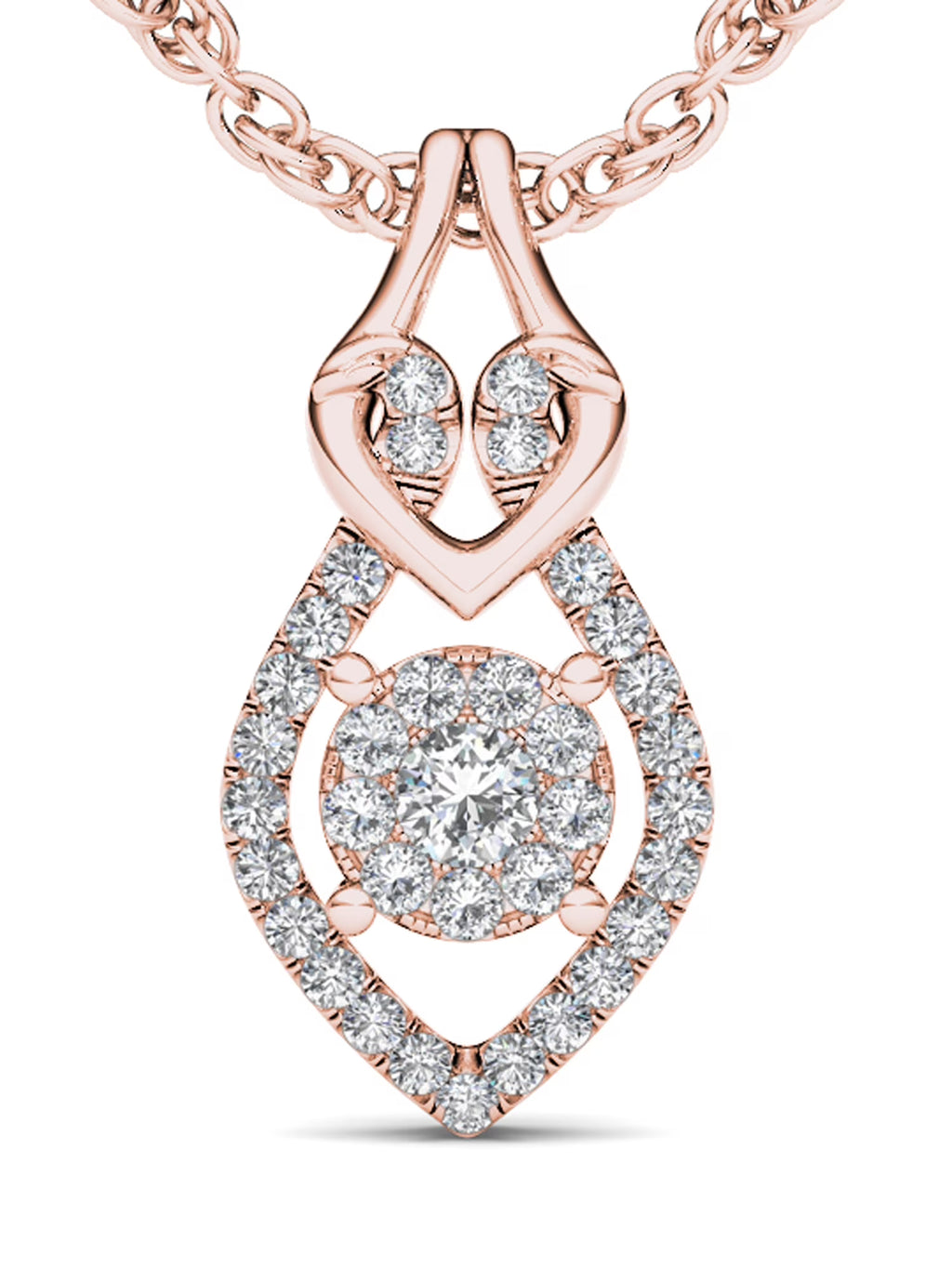 10K Rose Gold Diamond Teardrop Necklace X9611