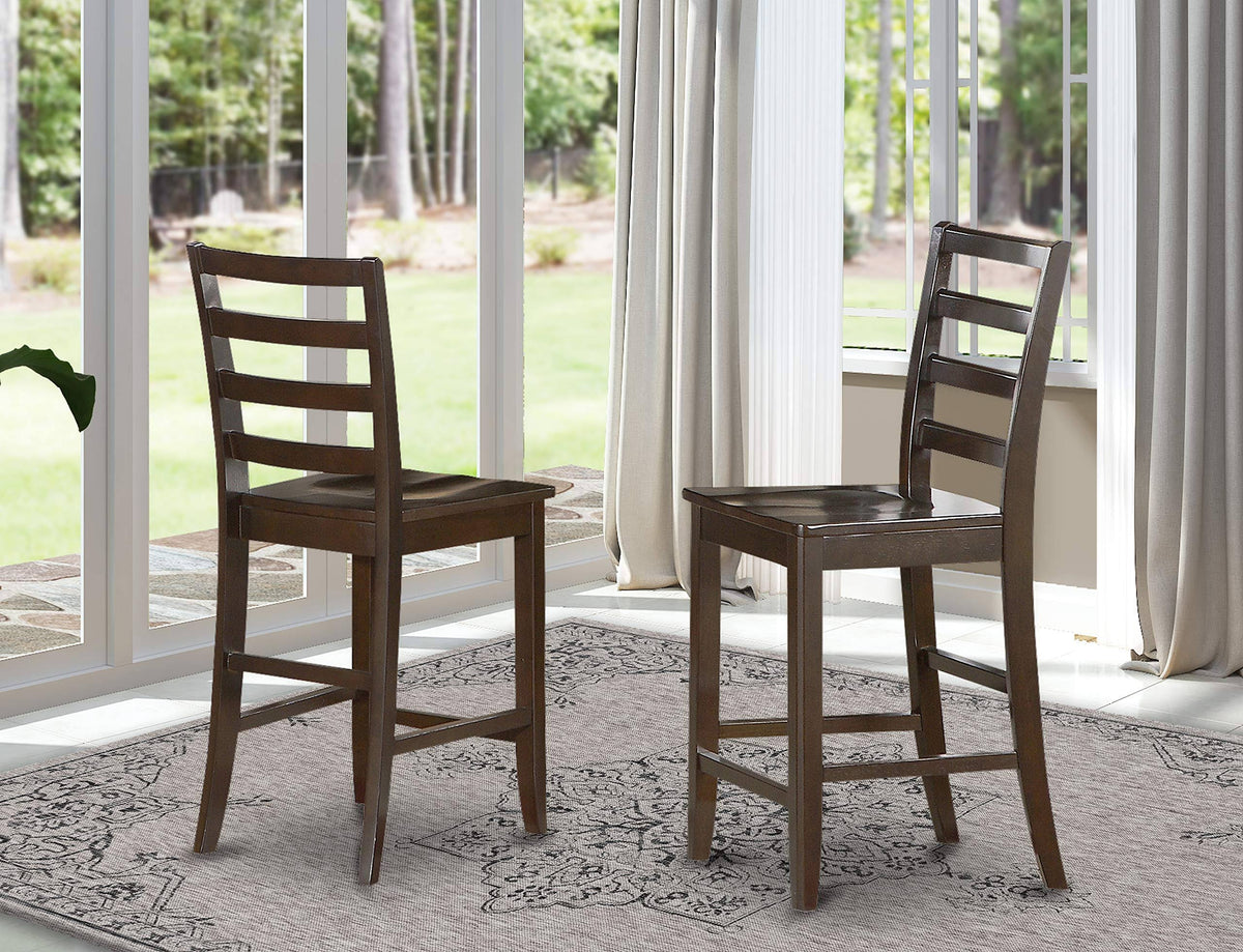 Cappuccino Finish Wood Seat Stool Set of 2 W72317