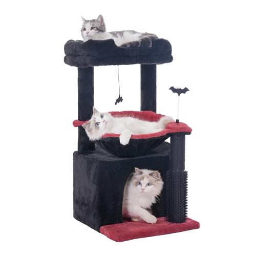 Gothic Cat Tree 32 Inches with Scratching Post, Hammock, and Removable Top Perch N414261