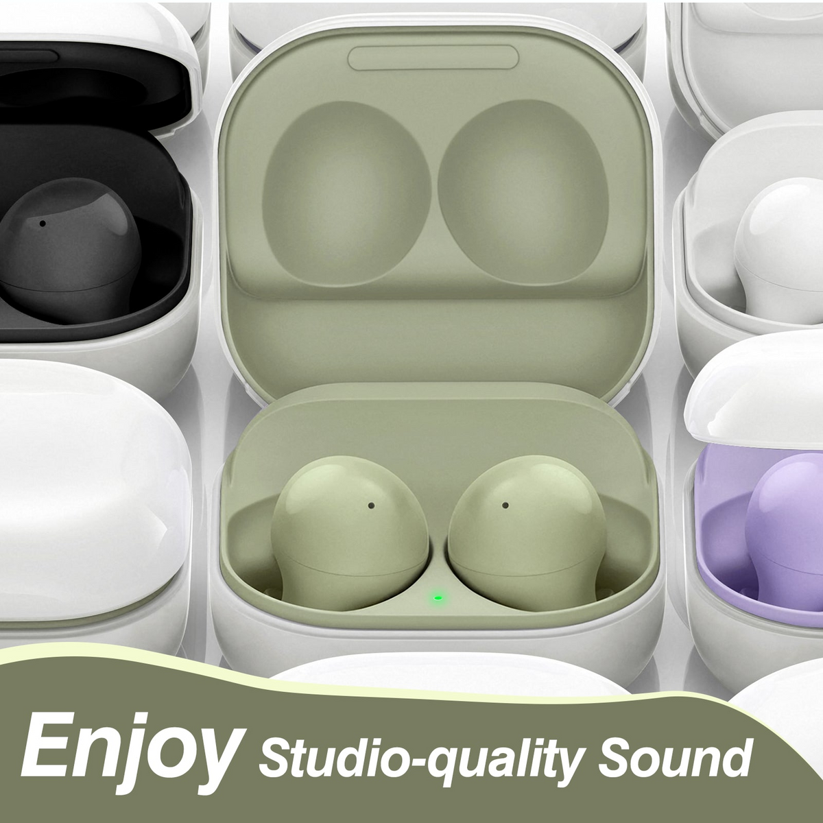 Truly Wireless Bluetooth Headphones with Noise Isolation, Dual Microphone - Green H38620