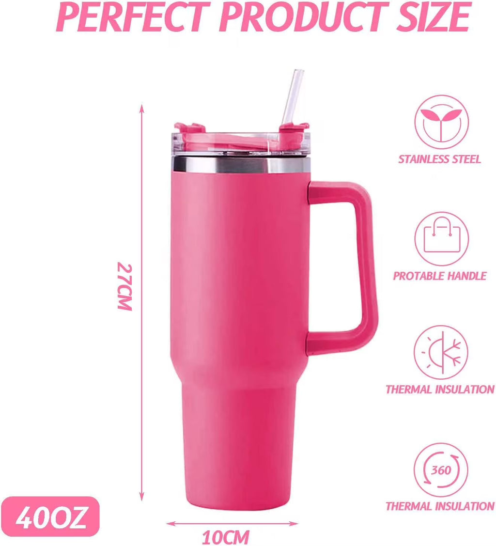 40 oz Stainless Steel Insulated Tumbler with Straw and Handle D745027