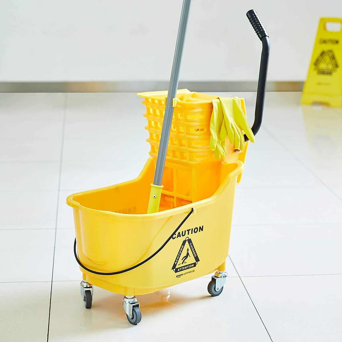 Yellow 35-Quart Mop Bucket on Wheels T44214