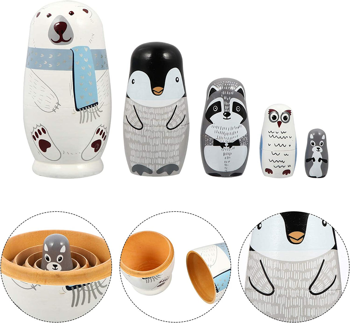 5 Layers Wooden Matryoshka Nesting Dolls Y9410