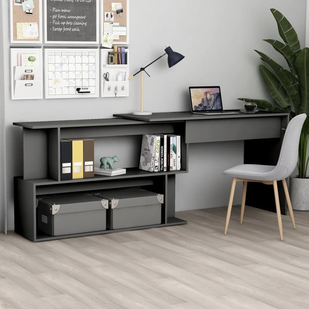 Gray Engineered Wood Corner Desk J148