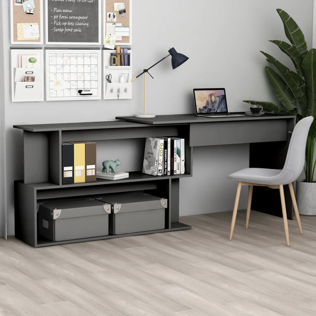 Gray Engineered Wood Corner Desk J148