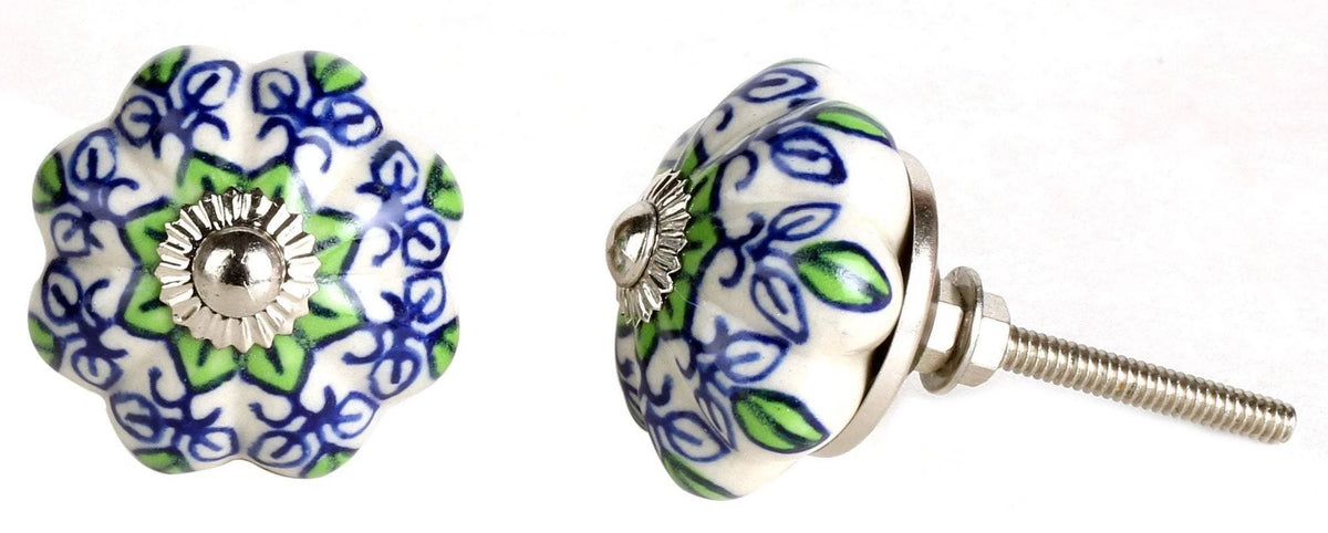 Ceramic Green Round Knobs Set Of 12 C507