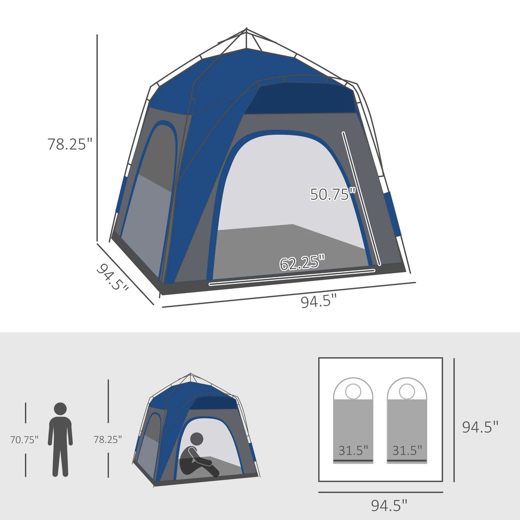 4 Person Pop Up Tent with Windows and Doors I3203