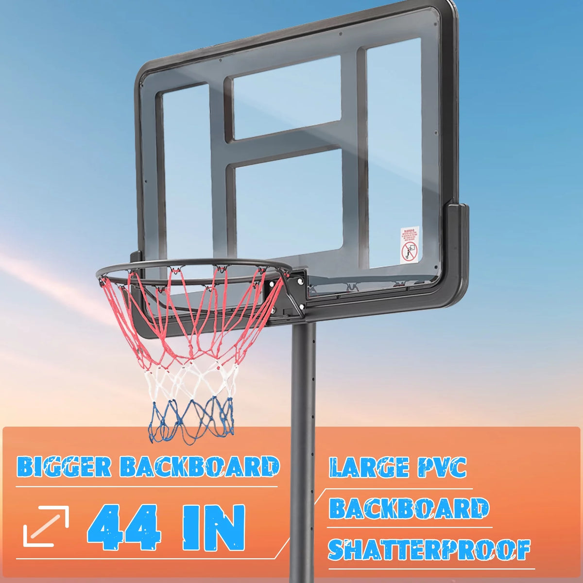 44 inch Height Adjustable Portable Basketball Hoop W897251
