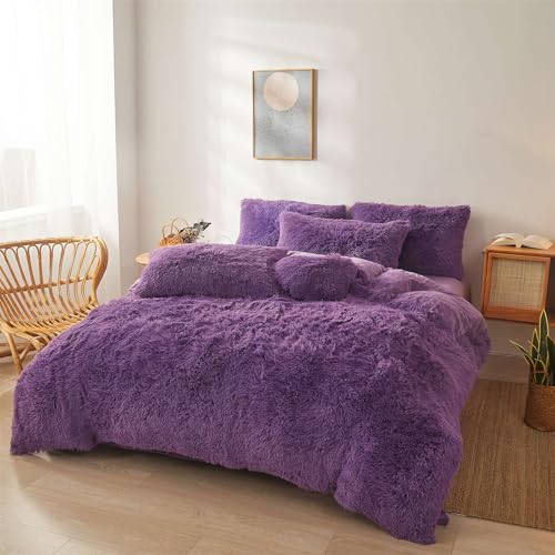Dark Grey Queen 3 Piece Faux Fur Comforter Cover Set G727909