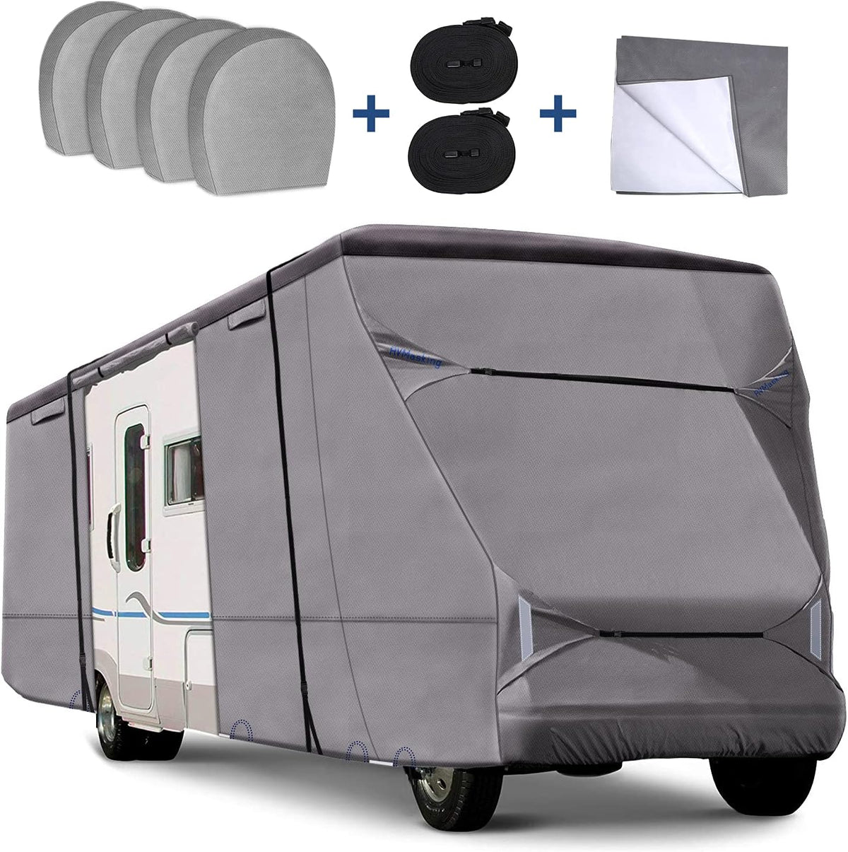RV Cover for 29' - 32' RV Camper Motorhome with 4 Tire Covers A81026
