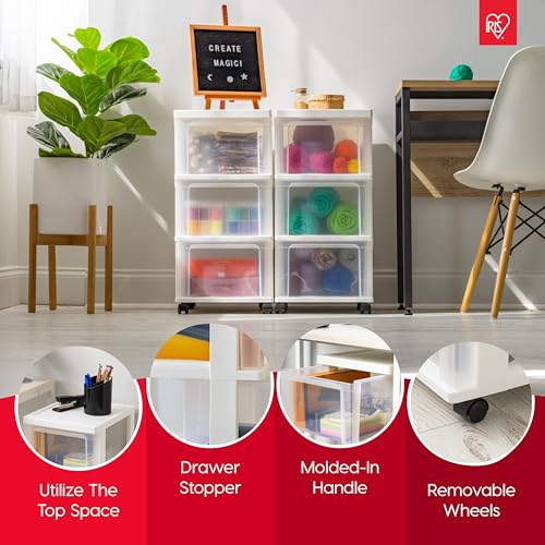 White 2-Pack Plastic 3-Drawer Rolling Cart with Wheels L48214