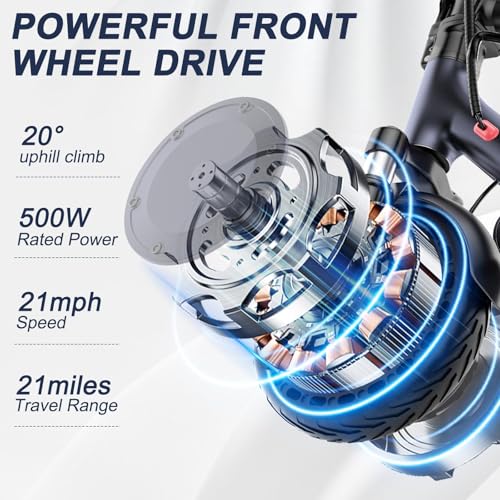 Folding Electric Scooter with 10" Solid Tires, 500W Motor, 22 Miles Long Range O861