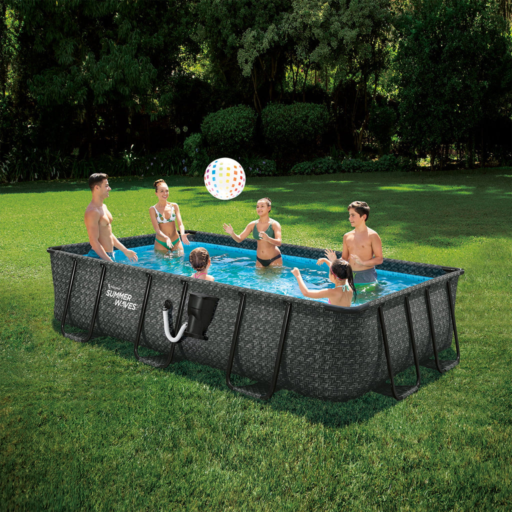 14 Foot Dark Elite Frame Rectangular Swimming Pool L68875