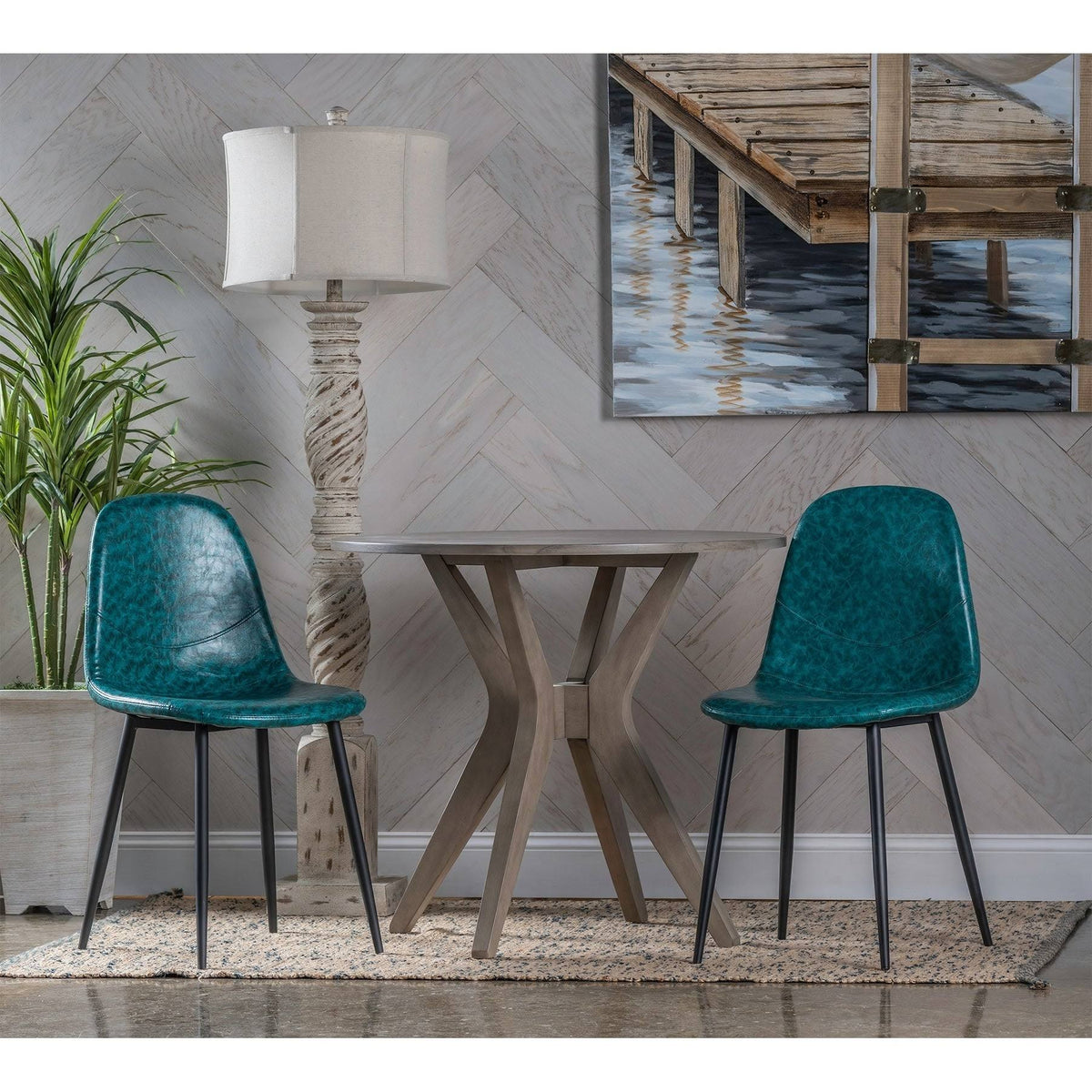 Blue and Black Set of 2 Dining Chair E656