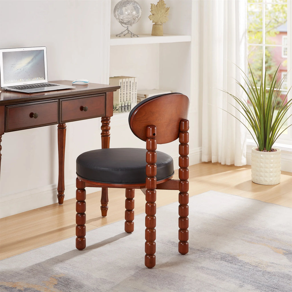 Set of 2 Black Upholstered Dining Chairs with Wood Legs D480935