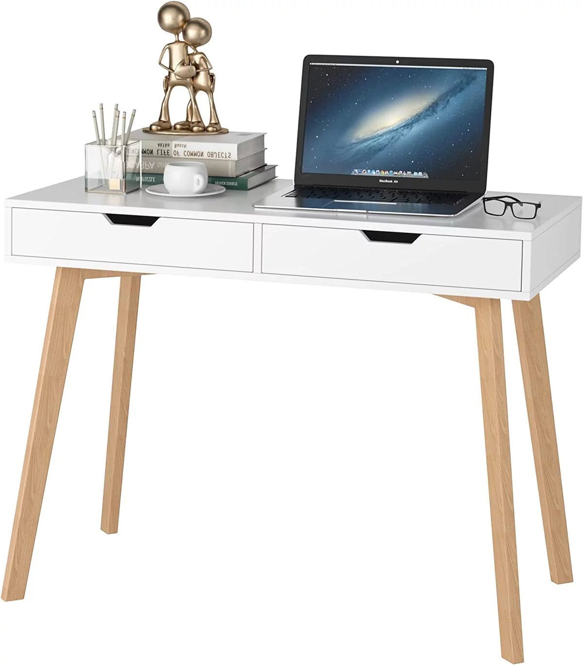 White Computer Writing Desk with 2 Drawers I9515