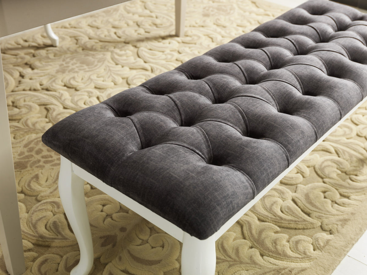 Gray Fabric Entryway Bench V4590