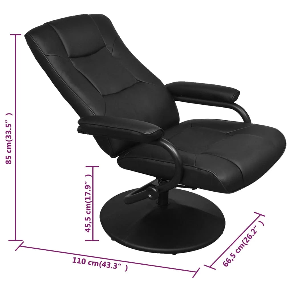 Black Faux Leather Swivel Recliner with Ottoman G917094