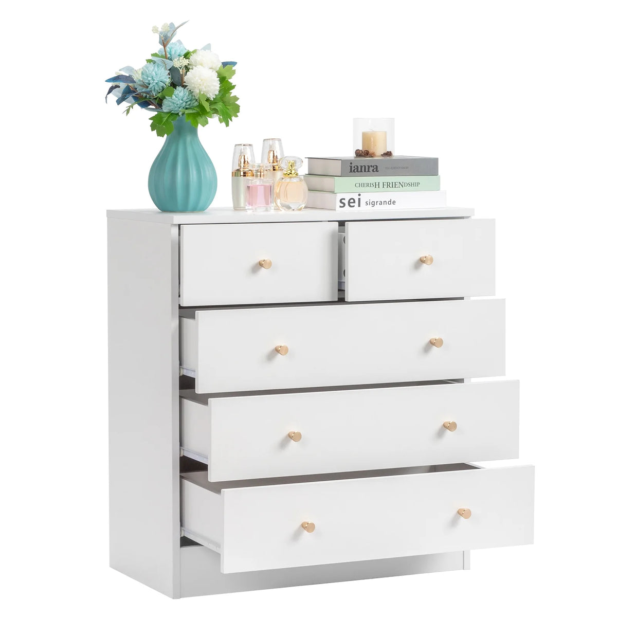 White 7 Drawer Wood Dresser N735