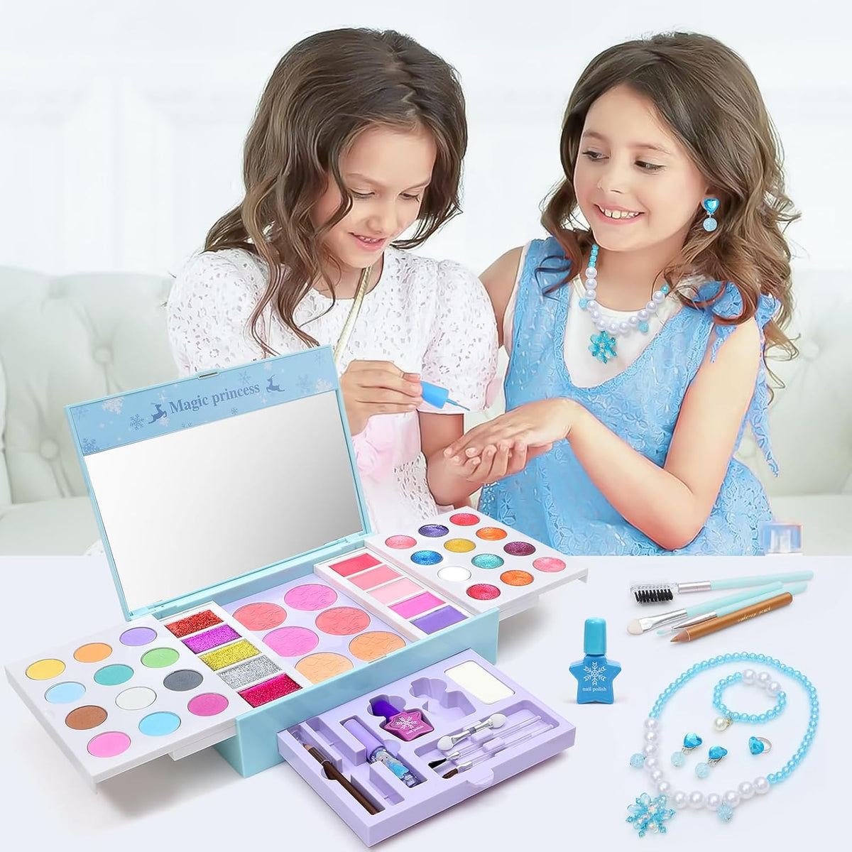 60pcs Princess Makeup Vanity Kit with Pretend Play Cosmetics K16832