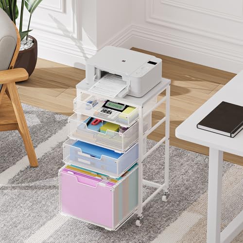 White 4 Drawer Rolling File Cart with Wheels F30089