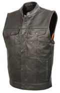 Black Premium Buffalo Leather Club Style Vest R796767