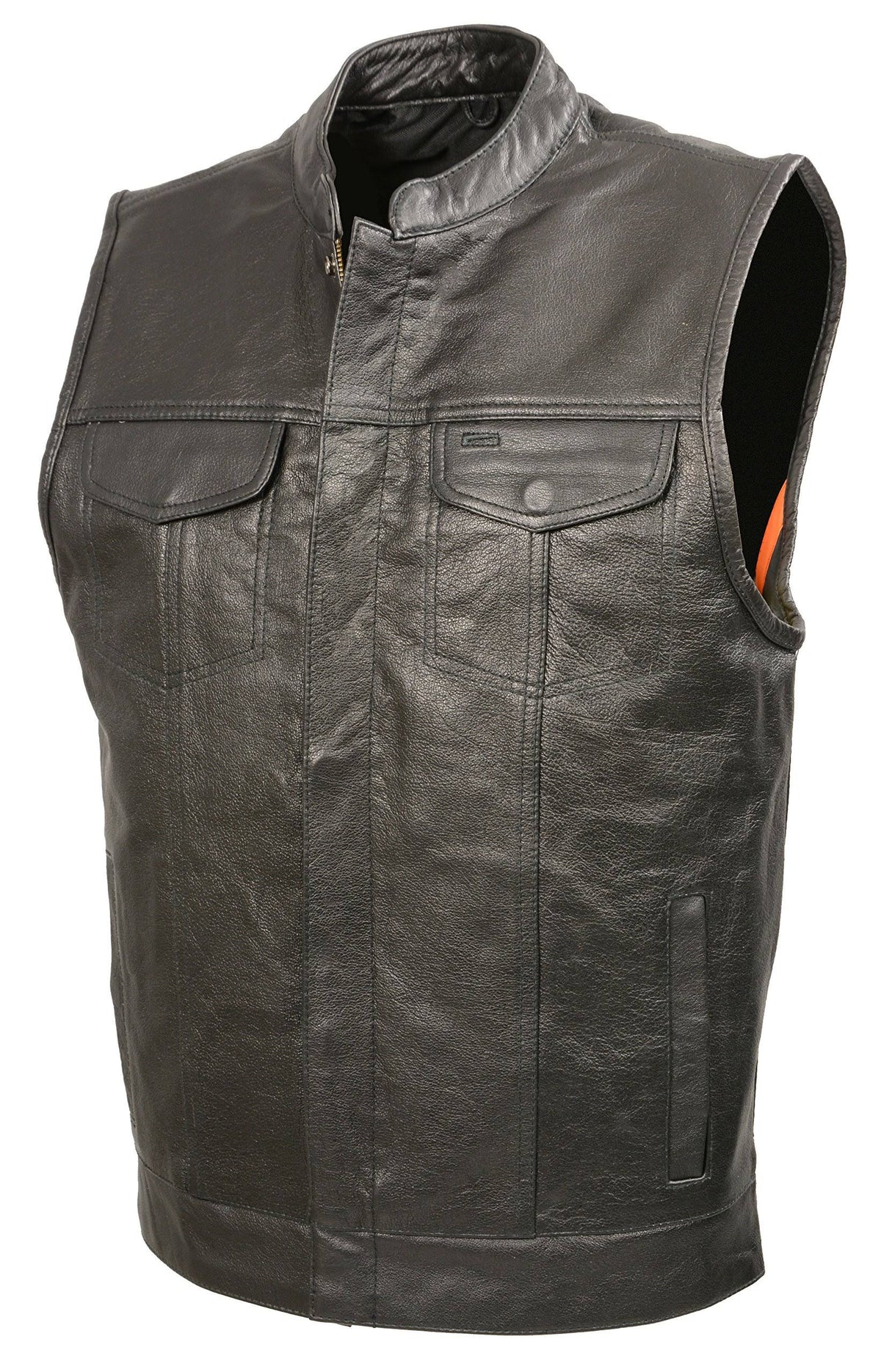 Black Premium Buffalo Leather Club Style Vest R796767