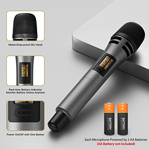 Grey UHF Dual Wireless Microphone System U9774